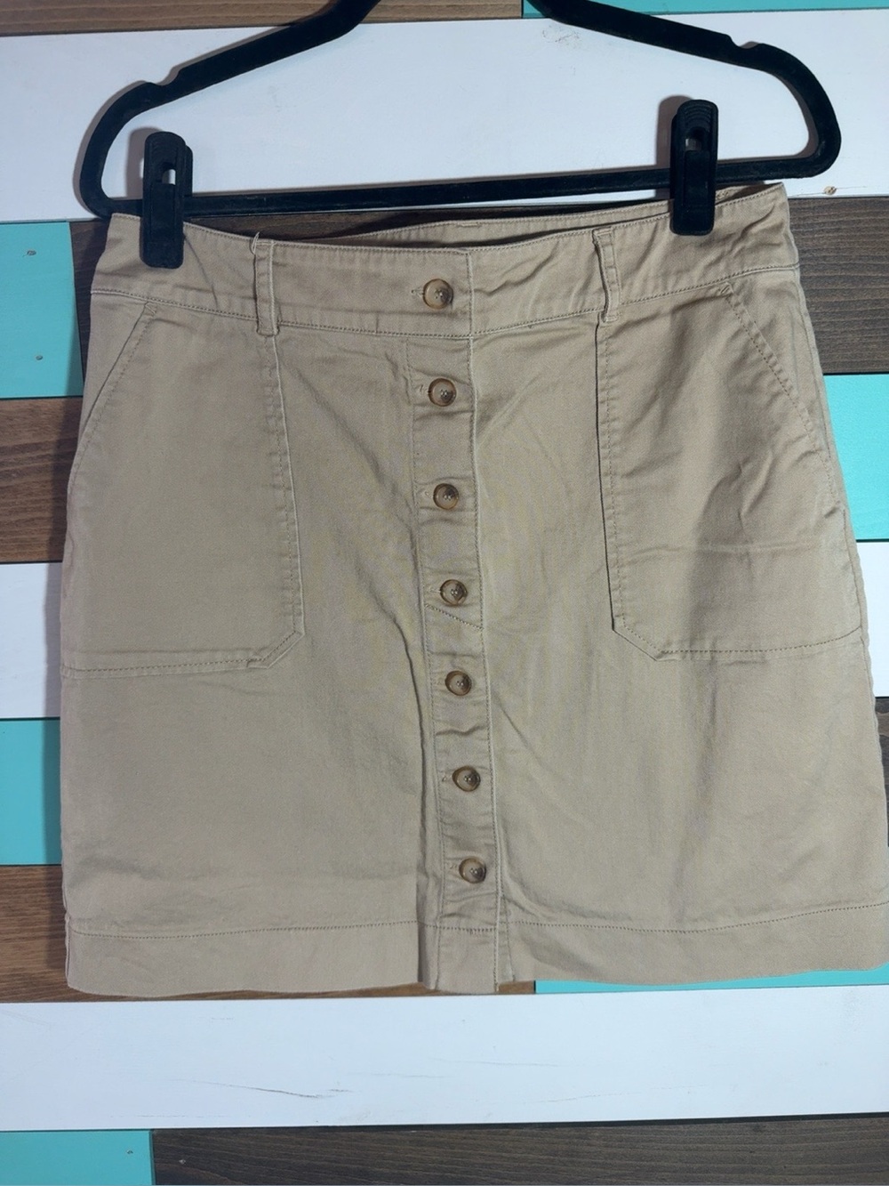 LOFT Outlet Khaki Button Front Utility Skirt